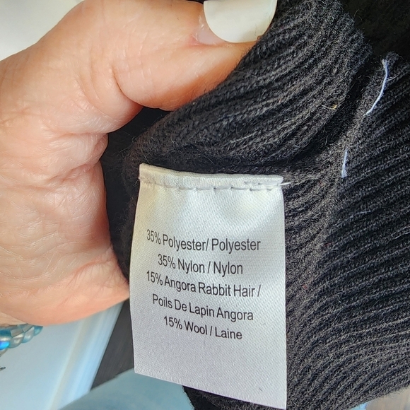 Black Cable Knit Angora Blend Sweater Dress Size Medi NWT - Picture 5 of 6